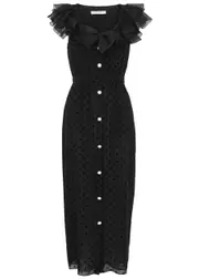Alessandra Rich Polka-dot Silk Midi Dress - Black - 44 (UK12 / M) 44 (UK12 / M)