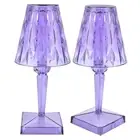 AU (Purple)LED Crystal Table Lamp Transparent Prism Dimmable Desk Lamp USB