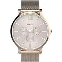 在飛比找蝦皮商城優惠-【TIMEX】天美時 復刻系列 三眼耀眼金屬光手錶 ( 粉紅