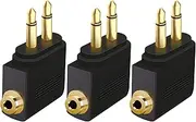 [3 Pack] T Tersely Airplane Headphone Audio Adapter, for Audio Jack to Plug Air Plane Flight Connector Dual Socket Earphone Dual 3.5mm Male to 3.5mm Female, Headset Adaptor Fits Bose Beats