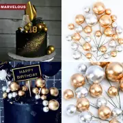 20Pcs Golden Ball Cake Topper Birthday Party Cupcake Topper for Cake Decor AU