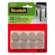 3M Scotch Felt Self Adhesive Protective Pad Beige Round 1 " W 32 pk (6-Pack)
