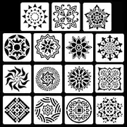 HAIKING Painting Stencils, 15 Pcs Reusable Mandala Drawing Stencils for Wall, Floor, Scrapbook, DIY Crafts (5.9 * 5.9in)