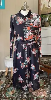 ModCloth plaid floral mixed print dress, women’s plus size 1X