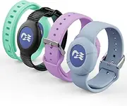 4 Packs Princess Cruise Medallion Holder, Breathable Soft Silicone Wristband for Carnival Ocean Medallion for Women Men Girls Kids Children (Black, Blue, Green, Purple)