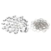 100 Pack K9 Crystal Octagon Beads 2 Holes Pendants with Ring 14mm Clear