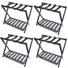 4x Folding Luggage Rack+Shelf Travel Suitcase Shoe Storage Holder Bamboo Stand