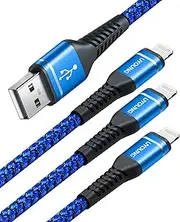 6FT Lightning Cable 3Pack 6 Foot iPhone Charger Cable Nylon Braided USB Fast iPhone Charging Cord Compatible with Apple iPhone 14 13 12 11 Xs Max XR X 8 Plus 7 Plus 6 Plus SE iPad Pro iPod - Blue