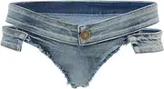[Bciopll] Women Low Waist Denim Pants Vintage Sexy Jean Shorts Mini Shorts