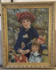 Vtg Needlepoint Of Pierre- Auguste Renoir's Painting "Two Sisters" Framed