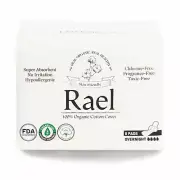 Rael Organic Cotton Menstrual Overnight Pads, Thin Natural Sanitary Napkins With