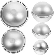 NUOBESTY 5 Pairs Bath Ball Candle Crafting Moulds Round Cake Pans Ice Cream Tub Mini Cake Shower Steamer Ice Cream Cake Pan Soap Silver Aluminum Alloy