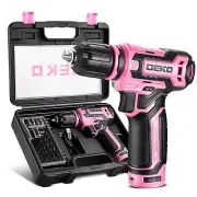 Cordless Drill：12V Power Drill Set with Pink Electric Drill with Tool Set Gif...