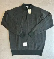 Peter Millar Crown Wool Birdseye Quarter Zip Pullover Sweater Balsam Sz M $275