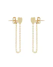 Moon & Meadow 14K Yellow Gold Heart Chain Drop Earrings