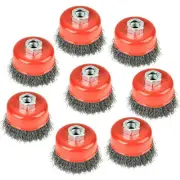 8 PCS 3 Inch Twisted Crimped Wire Cup Brush Set For Angle Grinders,5/8"-11 UNC