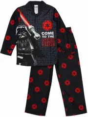Boys Black Lego Star Wars Darth Vader Dark Side 2 Piece Pajama Sleep Set