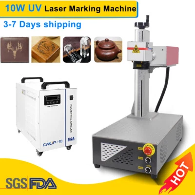 CRS 10W UV Laser Marking Engraver Machine S&A Chiller For Glass Metal Wood Leaf