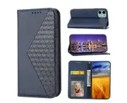 Compatible with iPhone 12 Mini Magnetic Flip Case, Premium PU Leather Case with Card Holder Wallet - Navy Blue