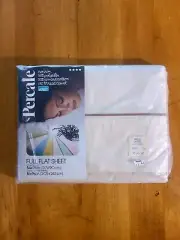 VTG Montgomery Ward Percale Full Fitted Sheet 120 Eggshell Cotton/Poly Blend New