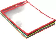 Heavy Duty Dry Erase Ticket Holder Pockets, Clear Film with Multicolored Fabric