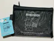 Daiso Sanrio HANGYODON SLIM FLAT ZIPPER MESH POUCH 7" x 5" (Black Mesh) - NWT