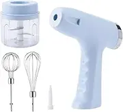 Electric Hand Whisk,One Touch Off Handheld Electric Whisk,2-in-1 Mini Electric Whisk with Garlic Chopper,Hand Held Egg Beater with 2 Detachable Stir Whisks,for Baking Eggs Cakes