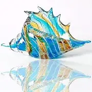 Hand Blown Glass Conch Figurines Ornament,Sea Animal Ornament for Home Decor,Sea Animals Collection for Birthday Gift,Glass Seashell