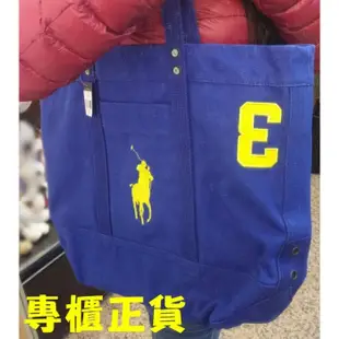 $3199-全新帆布包-Polo Ralph Lauren RL 3號大馬仿舊托特包 購物袋 登機行李袋 帆布包 媽媽包