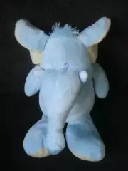 Kellytoy Plush Blue Elephant Yellow Ears Feet Stuffed Animal Rattle 12"