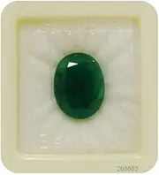 [Queenslands] Emerald Stone 7.5 Ratti Cultured Certified Loose Precious Panna Gemstone for Unisex (Green), Crystal, Emerald, Crystal, Emerald