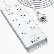 HEYMIX Powerboard USB, 8-Outlet Power Strip, Surge Protector Mountable with 4 USB Charging Ports Max 24W,4.8A Smart Control, 2.4A Fast Phone Charging,1.8-Meter Extension Power Cord,Overload Protected