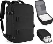 [TONULAX] Large Travel Backpack,Carry On Backpack Flight Approved,Hiking Backpack Waterproof Outdoor Sports Rucksack Casual Daypack Fit 15.6 Inch Laptop Shoes Compartment (Black)