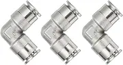 uxcell Air Line Fittings, 1/3" Elbow Nickel-Plated Brass Push to Connect Quick Connect Fittings Pipeline Hose Connector Replace Repair Kit for Air Compressor Pneumatic System, 3 Pcs