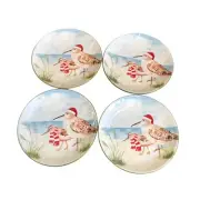 4 Pier 1 Imports Dolomite Sandpipers On Beach 8.5 in Salad Plate Christmas Scarf