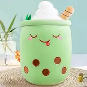 MeHoo 24 cm Bubble Tea Cuddly Toy, Boba Tea Plush Cushion, Cute Stuffed Toy, Boba Plush Toy, Soft Milk Tea Doll, Hug Pillow, Back Cushion, Holiday, Birthday Gift (Green)