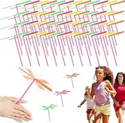 Outdoor Flying Dragonfly Toy - Set of 30 Colorful Rotating Helicopter Toy,Reusable Outdoor Spinner, Portable Road Trip Activities for Boys, Girls