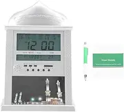 Muslim Islamic Praying Clock,12/24 Hour Format / / Temperature Display,Azan Prayer Alarm,Wiht Makkah Music,Digital Azan Table Clock Silver,Battery Excluded