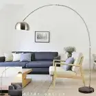 FISHING ARCO FLOOR LAMP LARGE RETRO FLOOR LIGHT MARBLE BASE REPLICA SILVER/GOLD