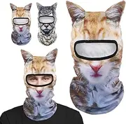 3D Cat Balaclava Ski Mask Cat Face Ski Mask Animal Balaclava Face Mask for Halloween Outdoor Motorcycle Activities
