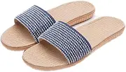 [wlsdhjfo] Woven Linen Slipperswomen Men Linen Slippers Home Floor Multi-Color Non-Slip Woven Beach Outdoor Slides Flat Shoes