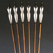 6/12/24pcs Archery Handmade Bamboo Arrows 5 Inches for Recurve Bow/Straight Bow