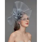 Flower Feather Net Fascinators Hat Kentucky Headpiece Trim 1 PC Horse Race Ladies Day Horse Race Elegant Luxurious with Clip Headband Headwear dress to impres