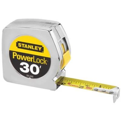 (3)-Stanley SAE PowerLock 30 Ft. X 1" Wide Blade Tape Measure 33-430