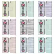 MONIKA STRIGEL FLOWER GIRAFFE AND STRIPES LEATHER BOOK CASE FOR APPLE iPOD TOUCH