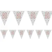 Rose Gold Prismatic 80th Birthday Flag Banner 2.74m