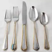 KNIGHTSBRIDGE GOLD by Heritage Gold-Plate 5 Piece Place Setting NEW NEVER USED