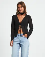 Ivy Laced Sheer Top Black
