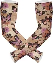 Amooorous Art Geranium Butterfly Rose Gold cooling arm sleeves uv protection UV protection driving sleeves for tattoo cover anti-snag cubre brazos