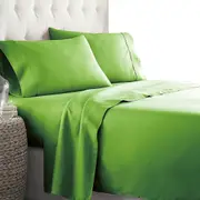 Hotel Soft Flat Fitted Sheet Set Single KS Double Queen King SK Green